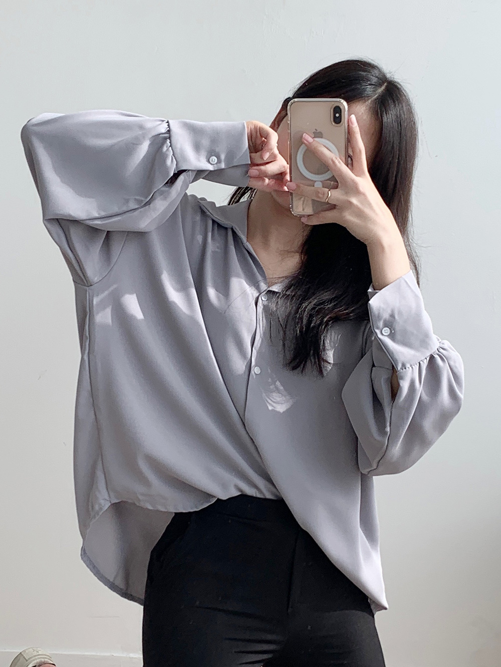 ワイドカフスシルキーシャツ | 詳細画像7