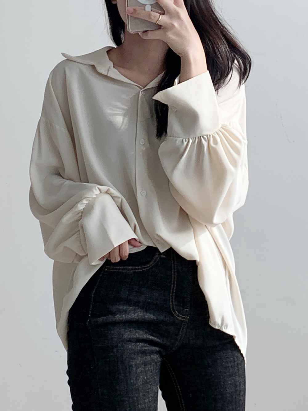 ワイドカフスシルキーシャツ | 詳細画像12