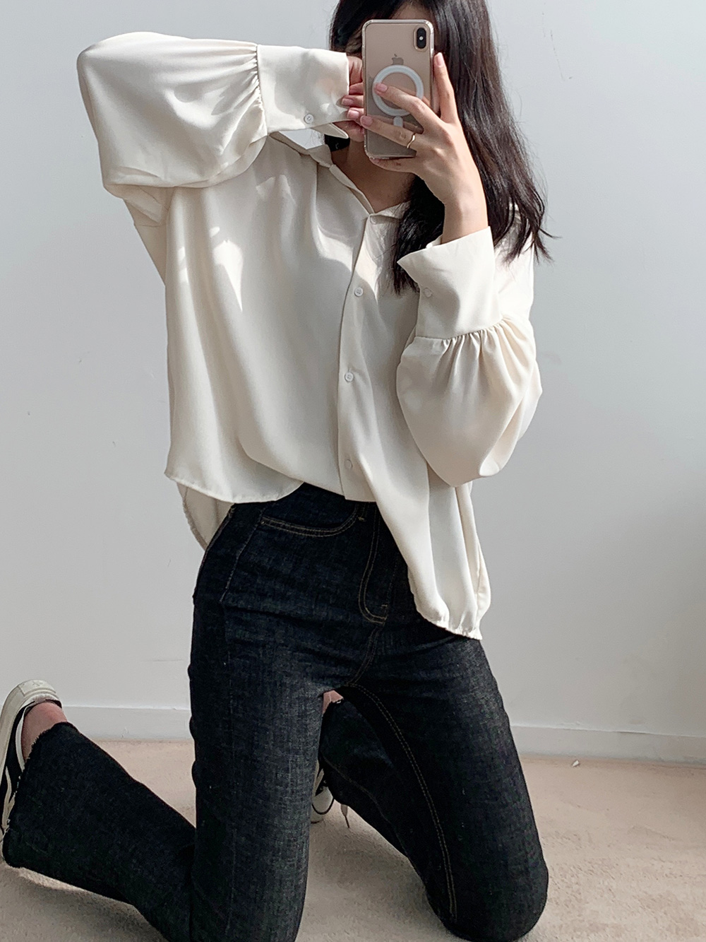 ワイドカフスシルキーシャツ | 詳細画像15