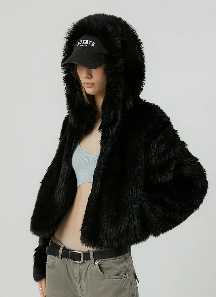 COMELY soft fur cropジャンパー(BLACK) | 詳細画像1