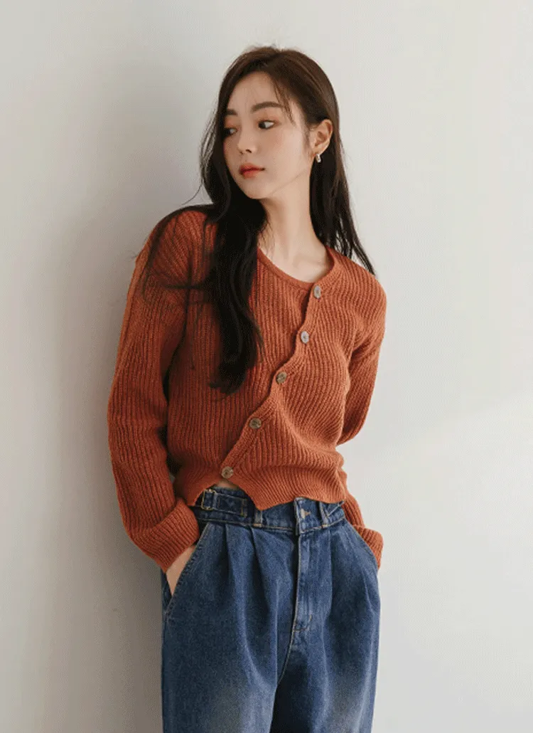 ウール混斜線ボタンカーディガン | commonunique | 詳細画像1