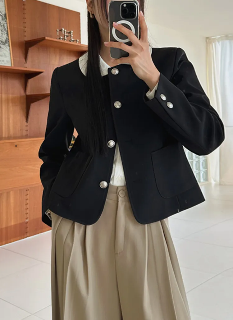 シルバーボタンノーカラージャケット | commonunique | 詳細画像1