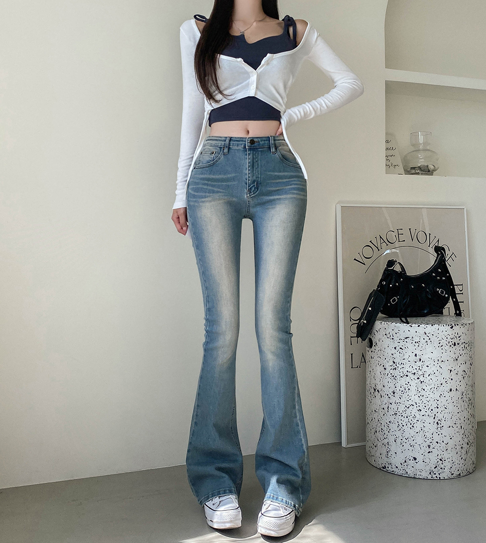ARISEISM デニムパンツ フレアジーンズ ウォッシュド ローライズ ローライズウォッシュフレアデニムパンツ | レディース