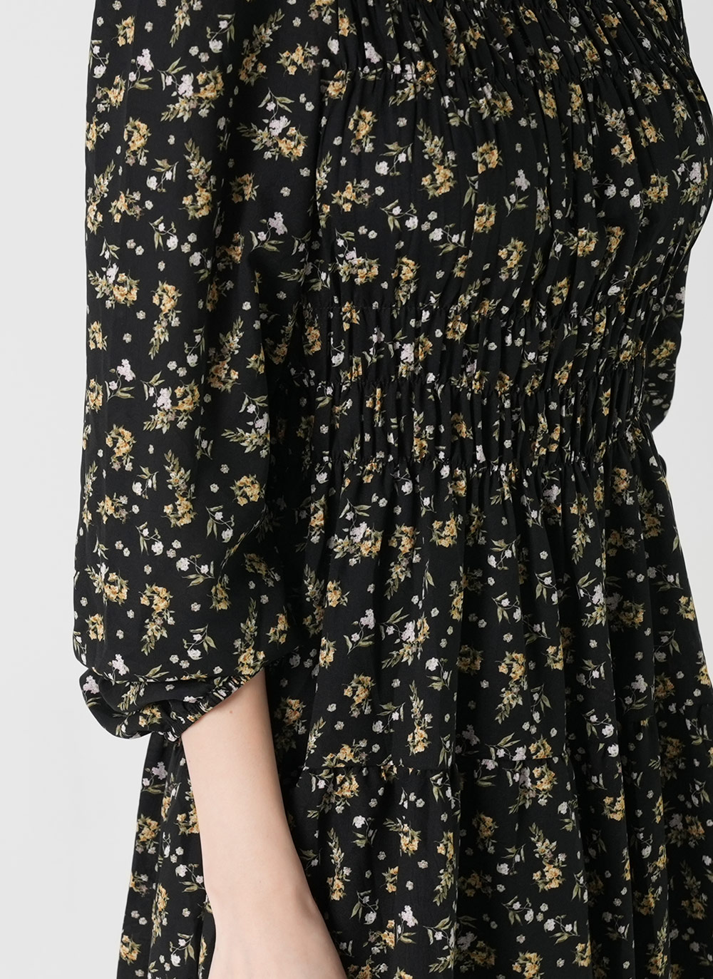 シャーリング花柄パフワンピース | DHOLIC | 詳細画像7