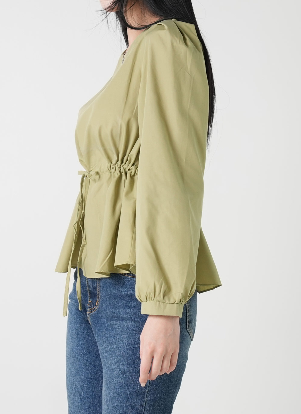 ストリング付ペプラムパフブラウス | DHOLIC | 詳細画像4