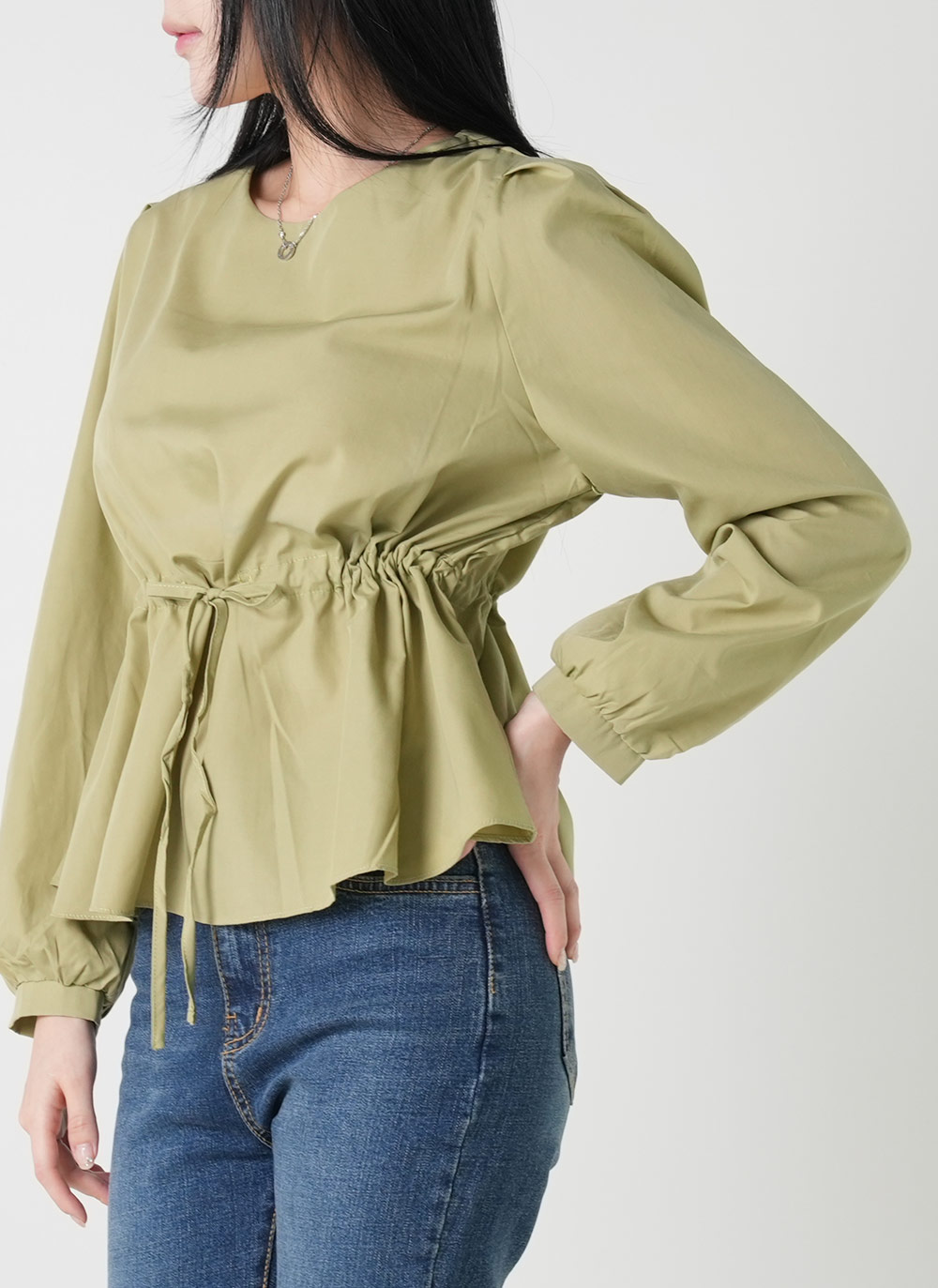 ストリング付ペプラムパフブラウス | DHOLIC | 詳細画像5