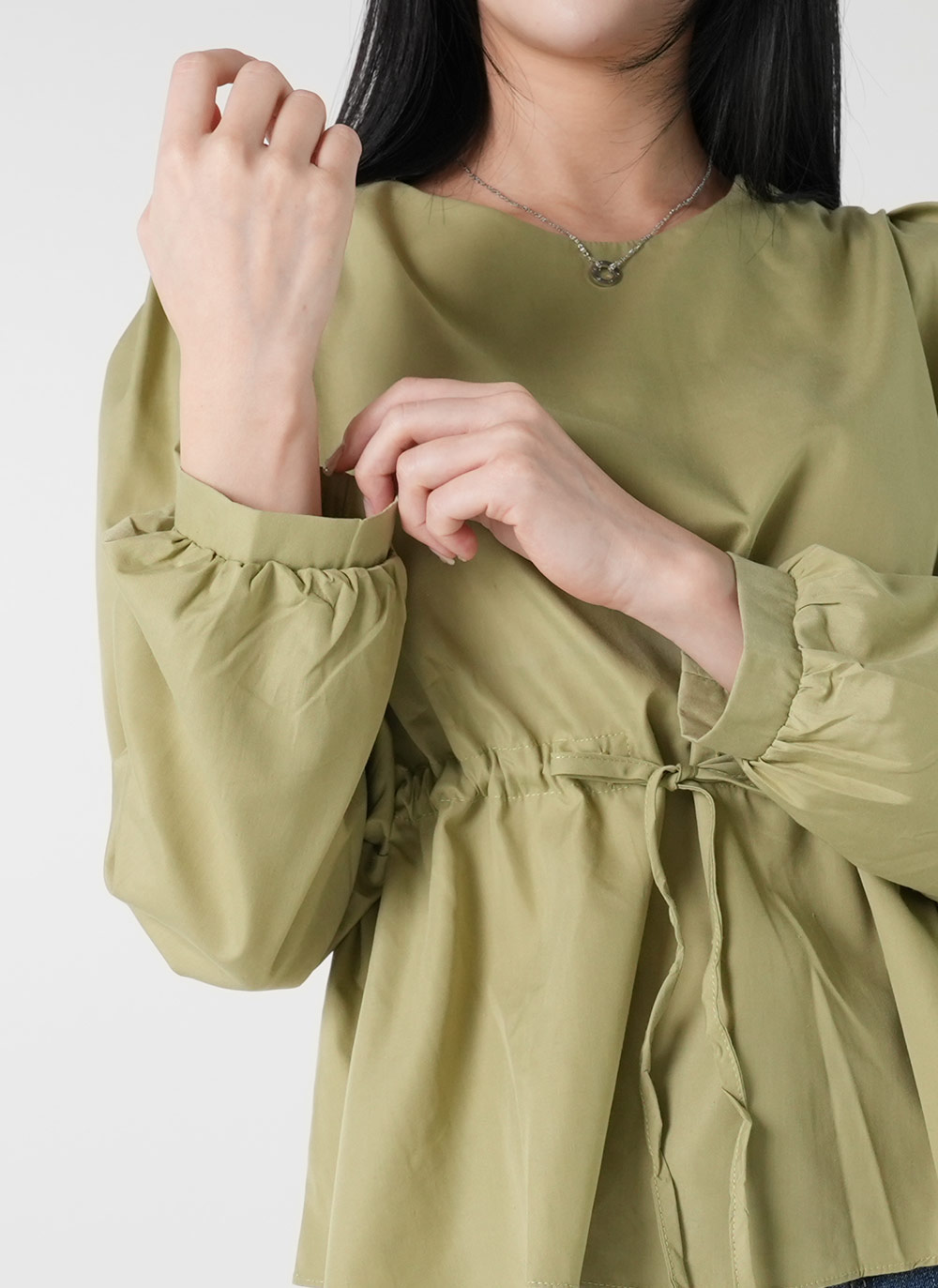 ストリング付ペプラムパフブラウス | DHOLIC | 詳細画像7
