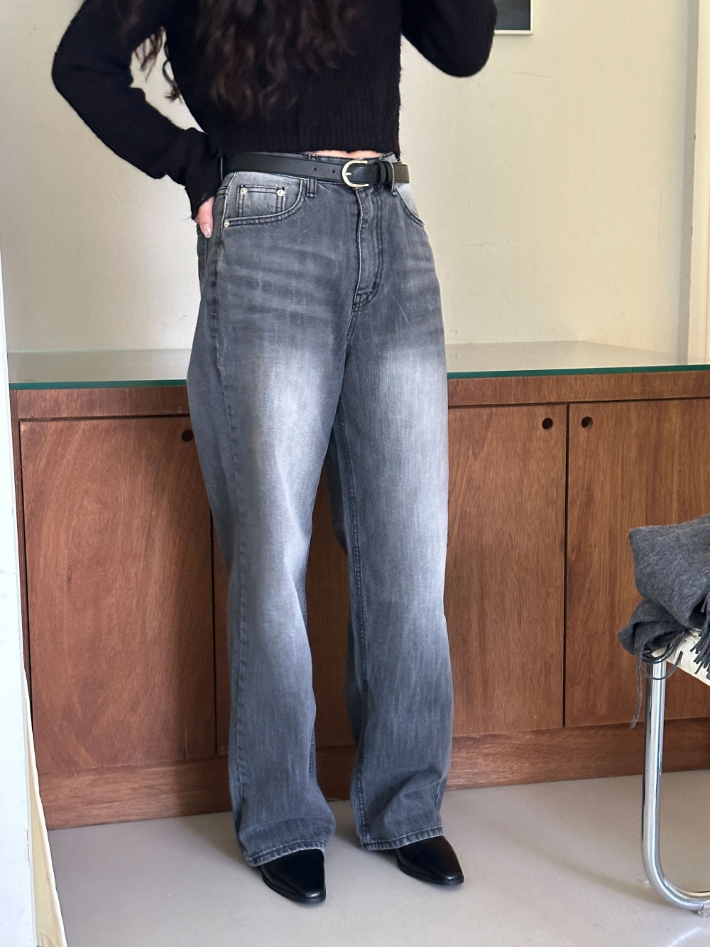 グレーロングデニムパンツ | 詳細画像35