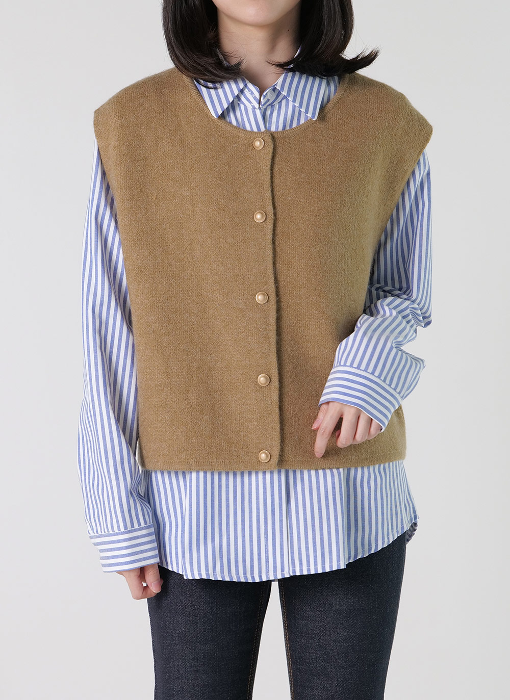 BOBOUTIC ニットベスト boboutic ウールカシミアシルクオフタートル