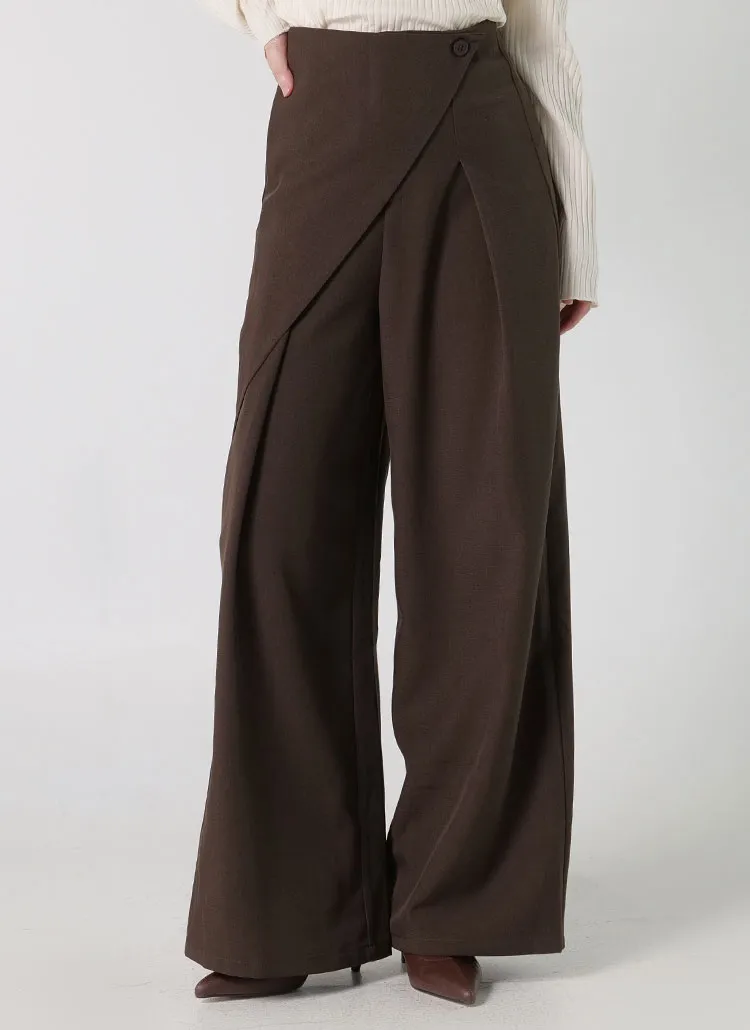 ボタンラップワイドスラックス | DHOLIC | 詳細画像1