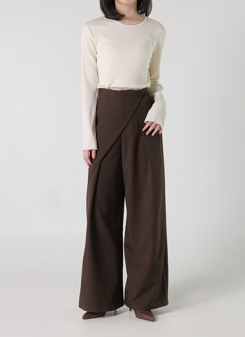 ボタンラップワイドスラックス | DHOLIC | 詳細画像5