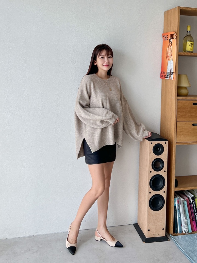 ウール混スリットアンバランスボクシーニット | 詳細画像3