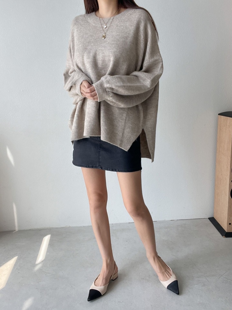 ウール混スリットアンバランスボクシーニット | 詳細画像5