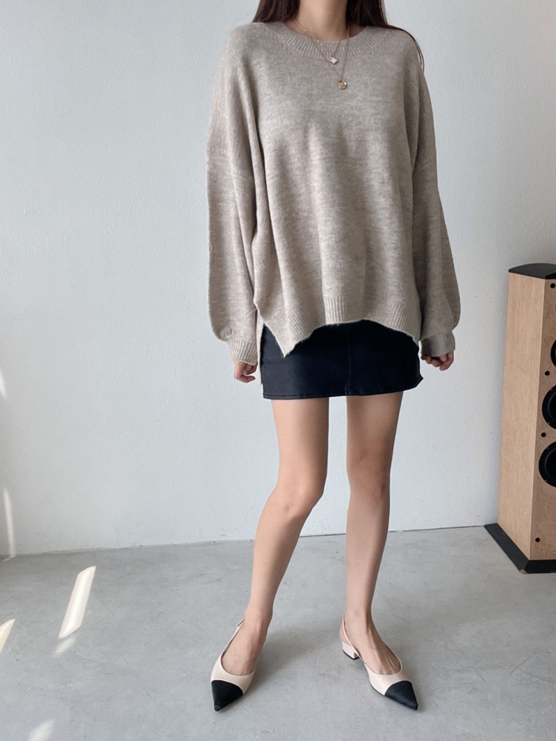 ウール混スリットアンバランスボクシーニット | 詳細画像6