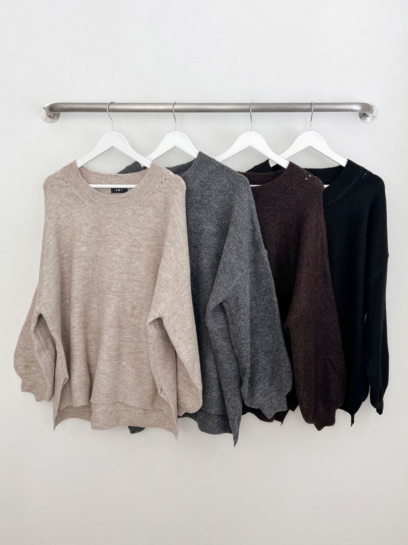 ウール混スリットアンバランスボクシーニット | 詳細画像12