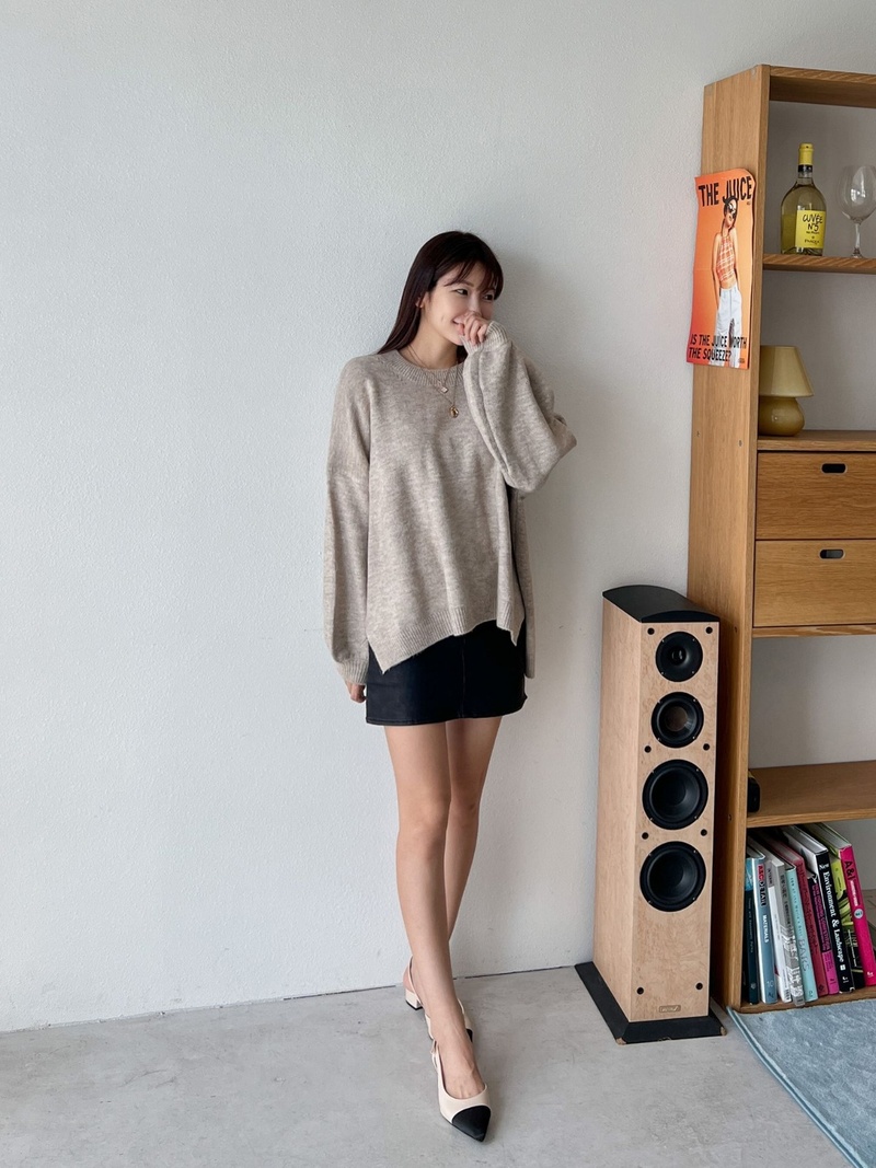 ウール混スリットアンバランスボクシーニット | 詳細画像16