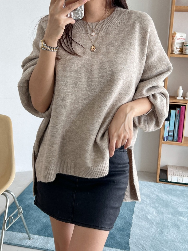 ウール混スリットアンバランスボクシーニット | 詳細画像18