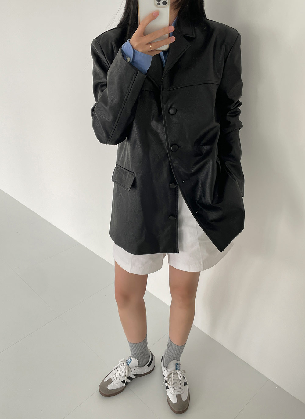 レザー調テーラードミドルジャケット | レディースファッション通販