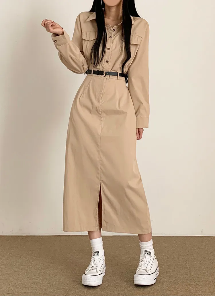 スリットボタンカラーワンピース | moodloveroom | 詳細画像1