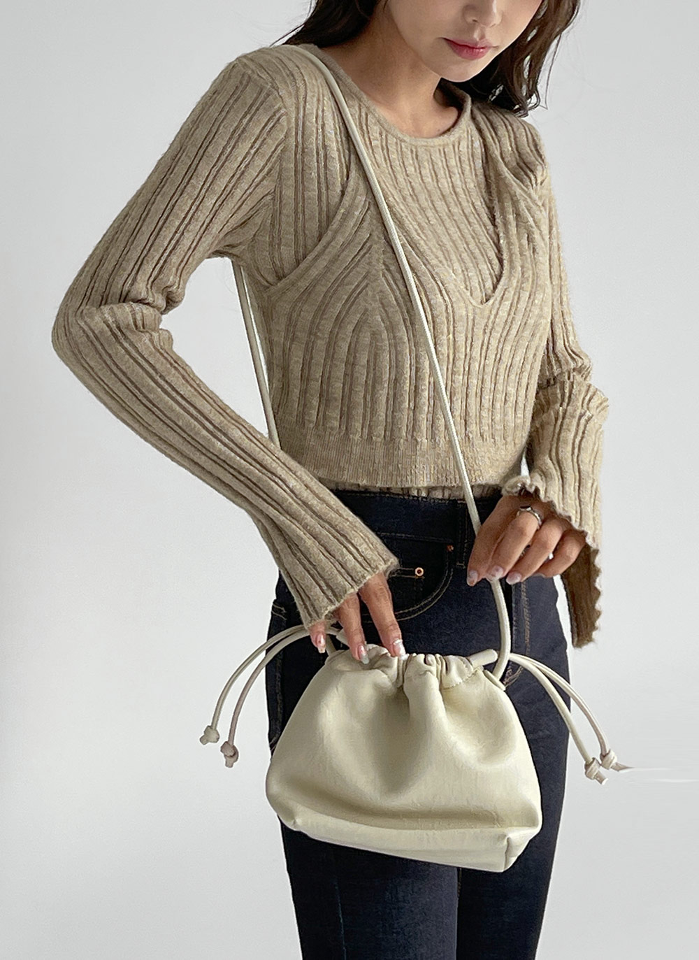 レザー調巾着ミニバッグ | レディースファッション通販 - DHOLIC