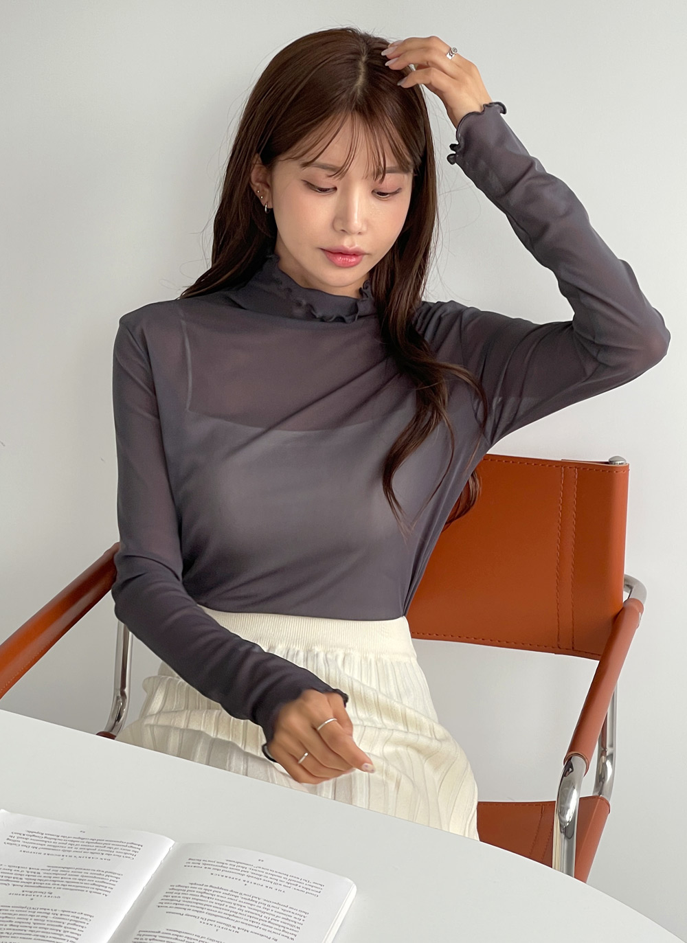 シアーメロウハーフネックブラウス | DHOLIC | 詳細画像5