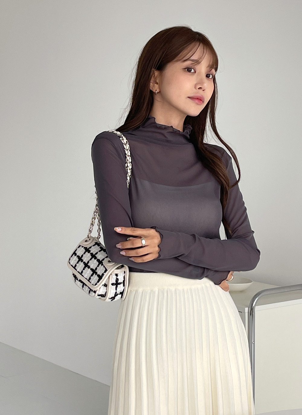 シアーメロウハーフネックブラウス | DHOLIC | 詳細画像9