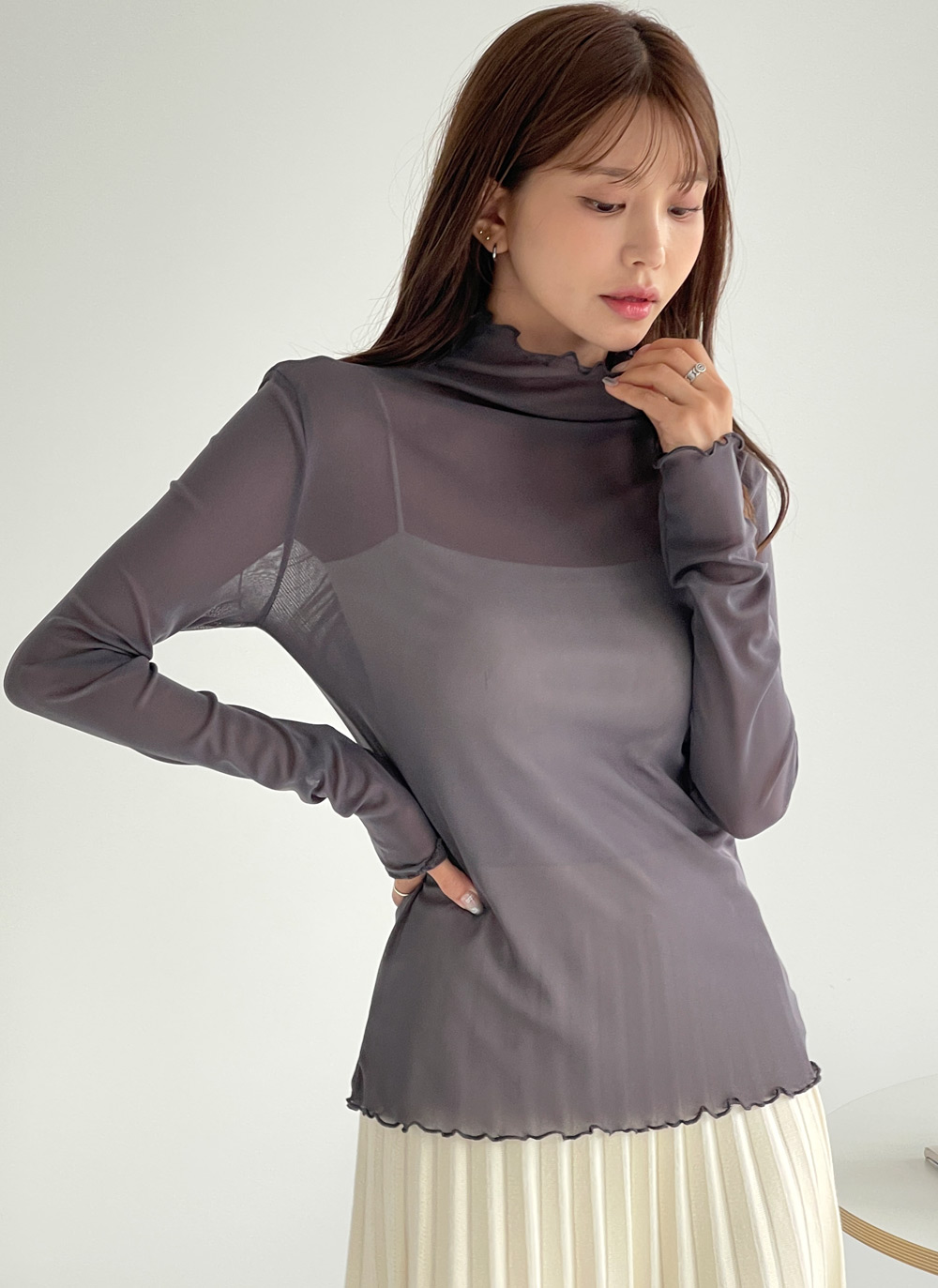 シアーメロウハーフネックブラウス | DHOLIC | 詳細画像13