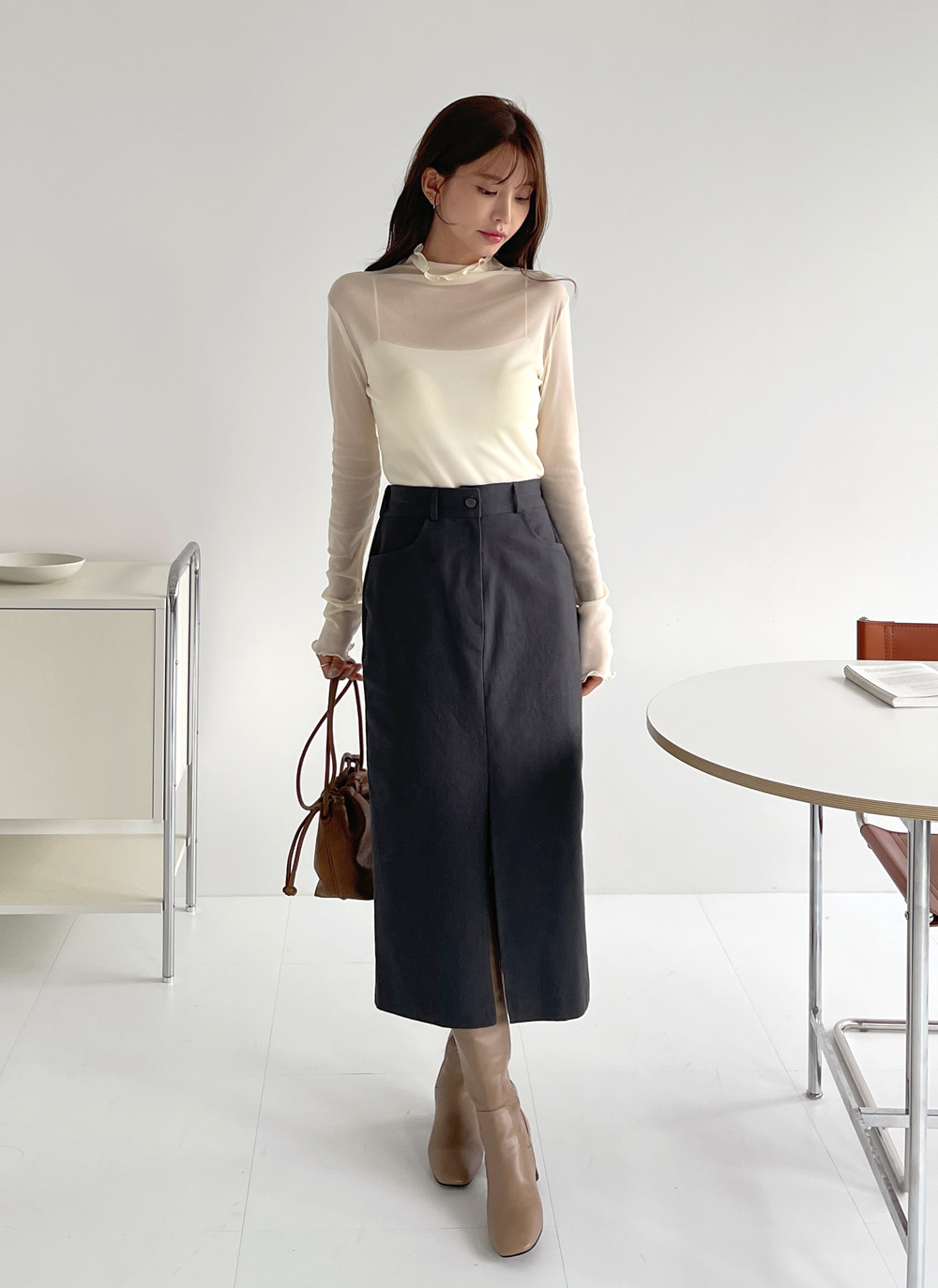 シアーメロウハーフネックブラウス | DHOLIC | 詳細画像17