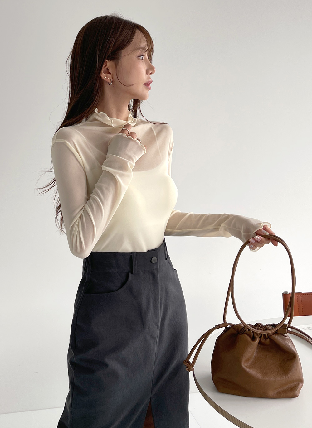 シアーメロウハーフネックブラウス | DHOLIC | 詳細画像18