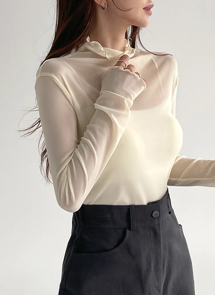 シアーメロウハーフネックブラウス | DHOLIC | 詳細画像1