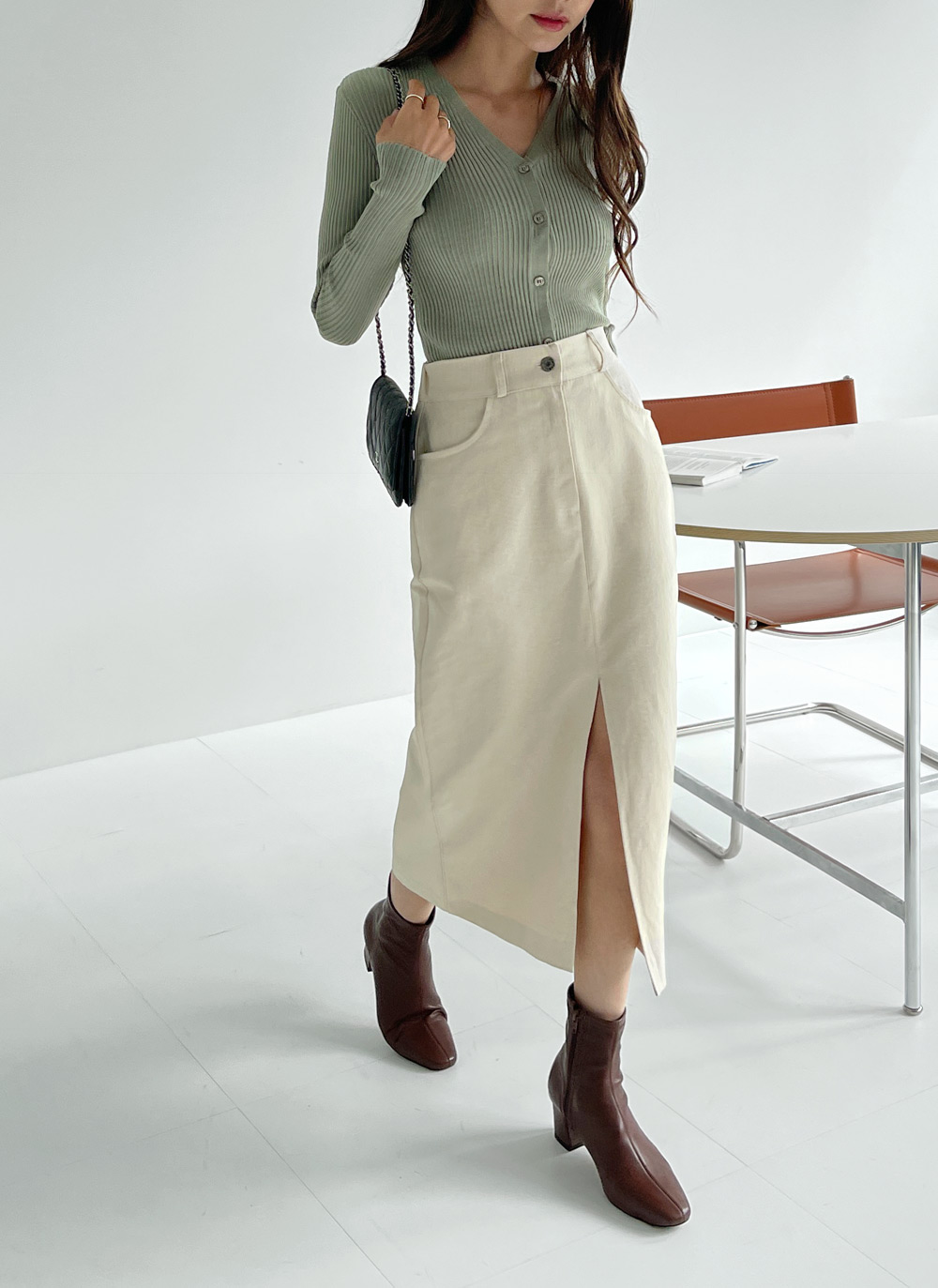 Vネックリブスリムカーディガン | DHOLIC | 詳細画像9