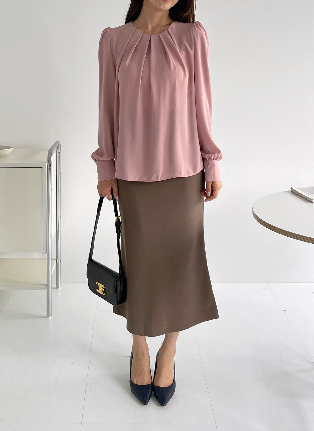 パール調ボタンタックネックブラウス | DHOLIC | 詳細画像2