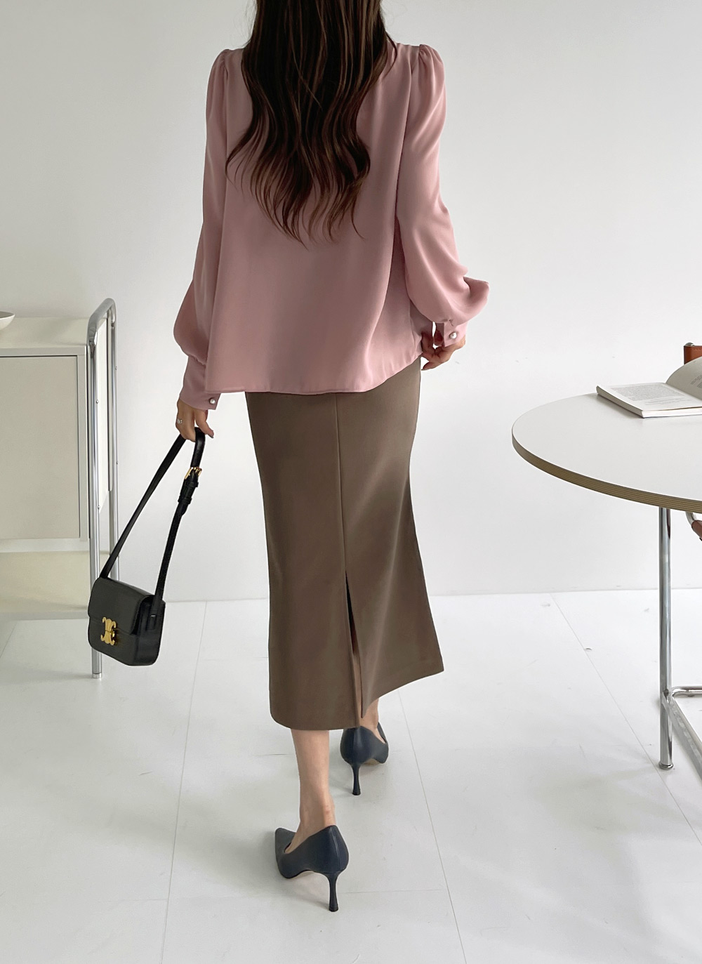 パール調ボタンタックネックブラウス | DHOLIC | 詳細画像4