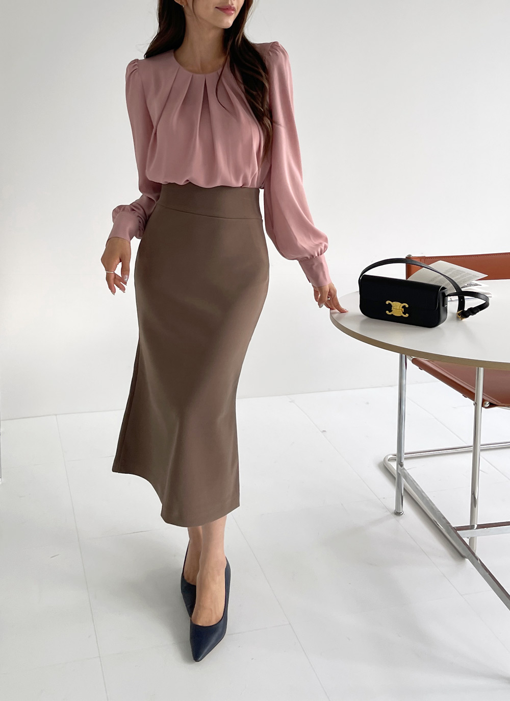 パール調ボタンタックネックブラウス | DHOLIC | 詳細画像6