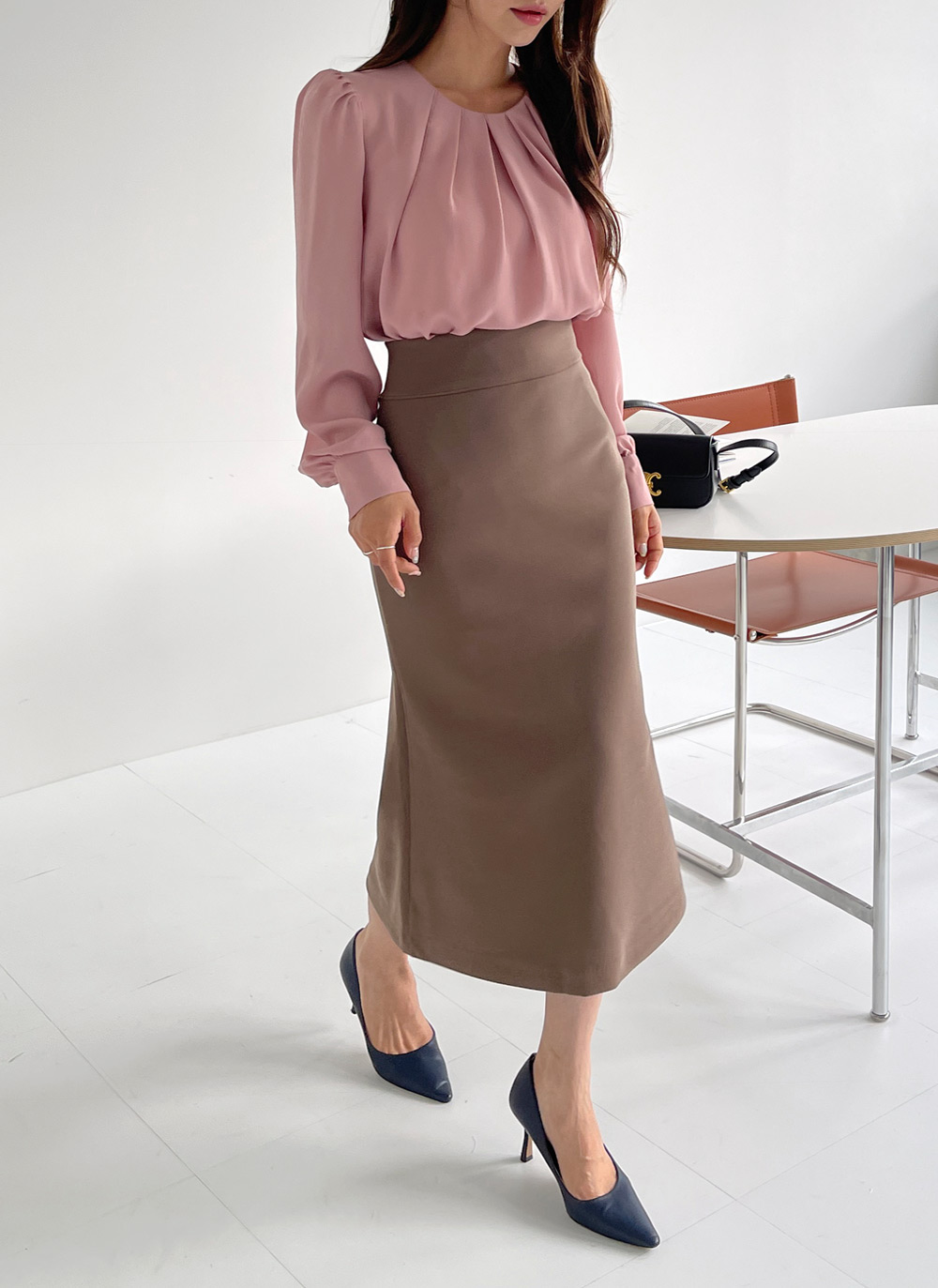 パール調ボタンタックネックブラウス | DHOLIC | 詳細画像12