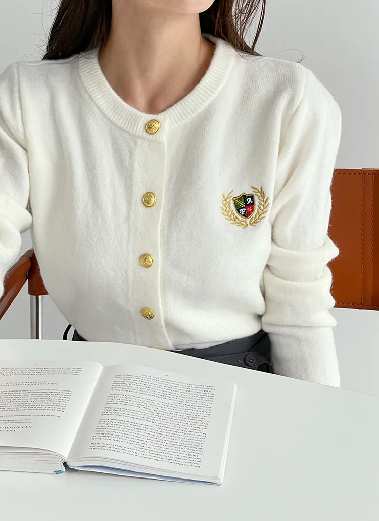 エンブレムゴールドボタンカーディガン | DHOLIC | 詳細画像1