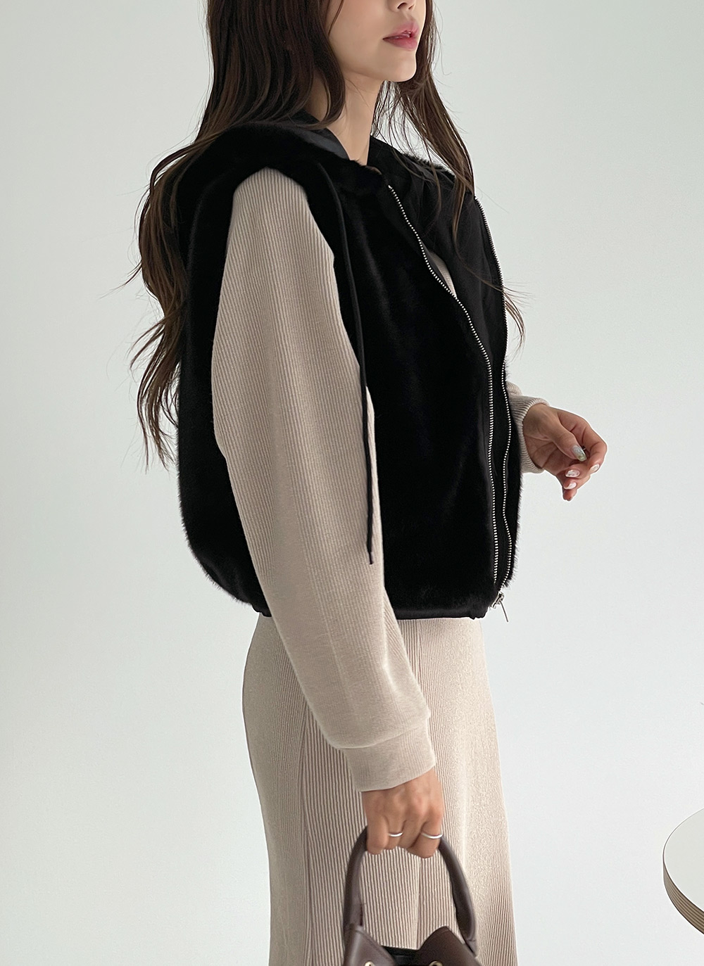 ストリング付フードエコファージップベスト | DHOLIC | 詳細画像12