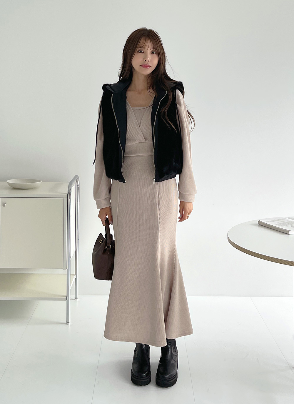 ストリング付フードエコファージップベスト | DHOLIC | 詳細画像14