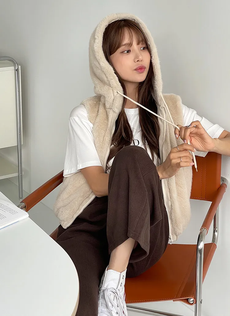 ストリング付フードエコファージップベスト | DHOLIC | 詳細画像1