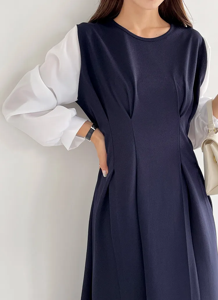 配色ドッキングタックワンピース | DHOLIC | 詳細画像1