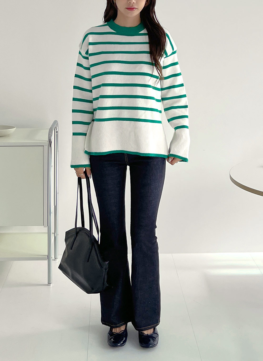 ボーダーサイドスリットニット | DHOLIC | 詳細画像2