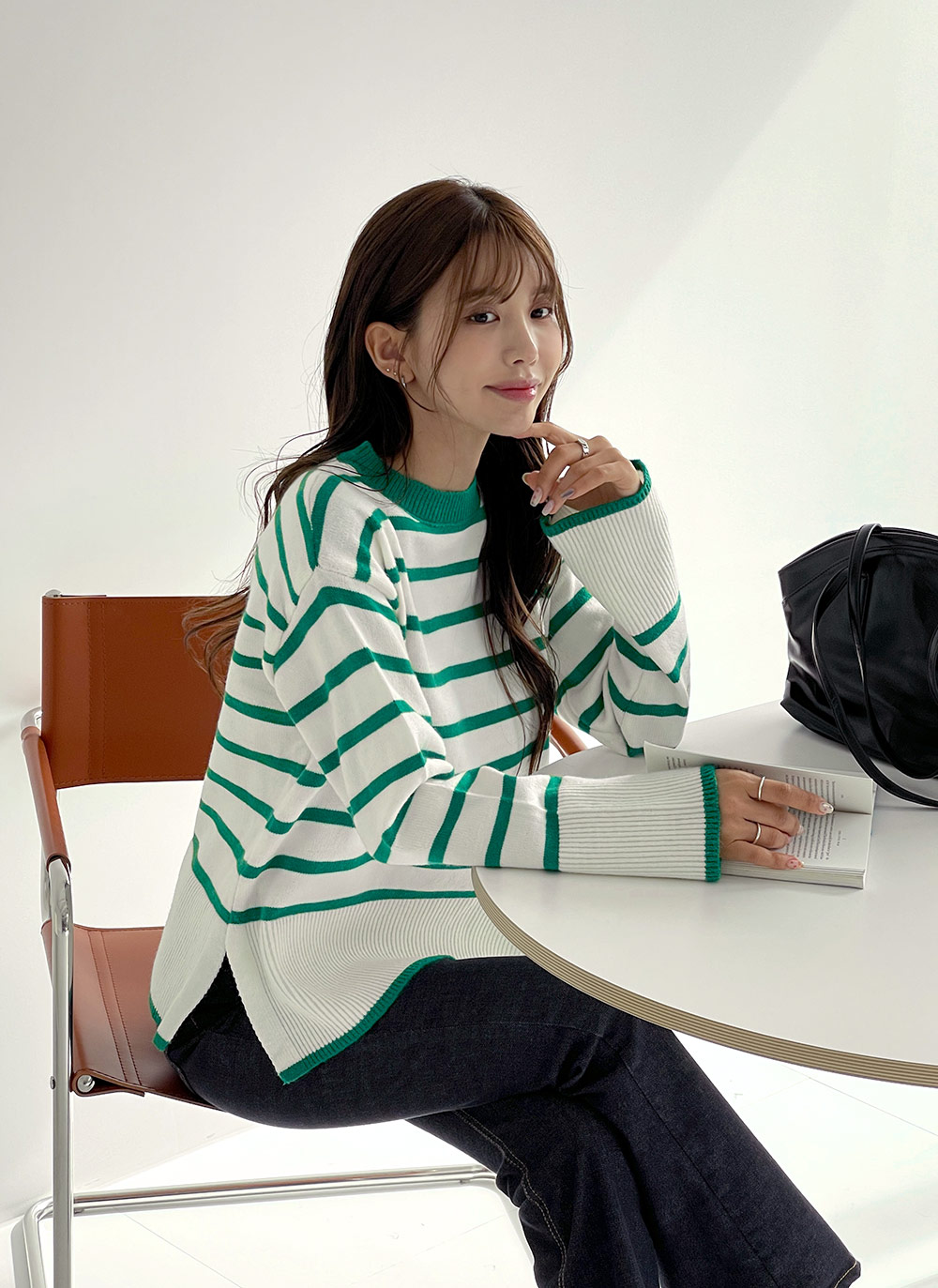 ボーダーサイドスリットニット | DHOLIC | 詳細画像9