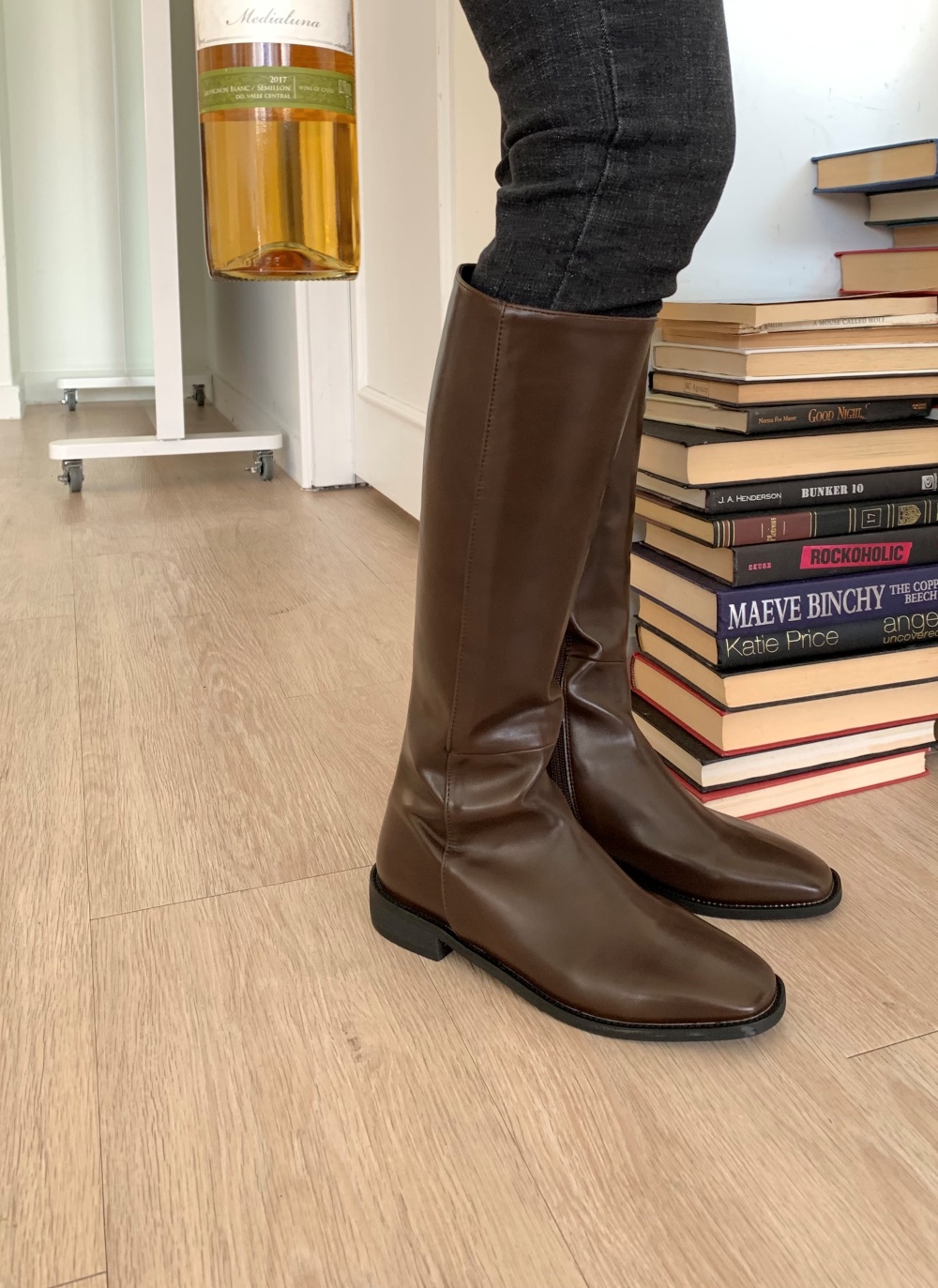 美品rimark ローヒールミドルブーツ ブラウン25cm SALE】ローヒールロングブーツ/2カラー