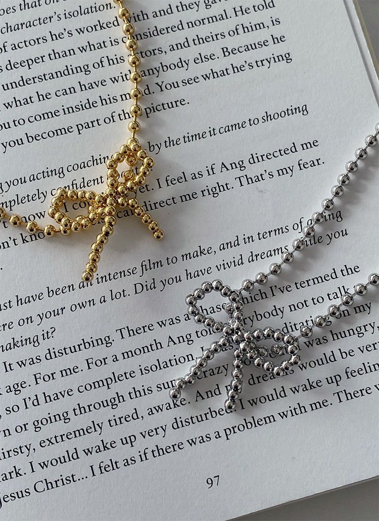 リボンボールチェーンネックレス | レディースファッション通販 - DHOLIC