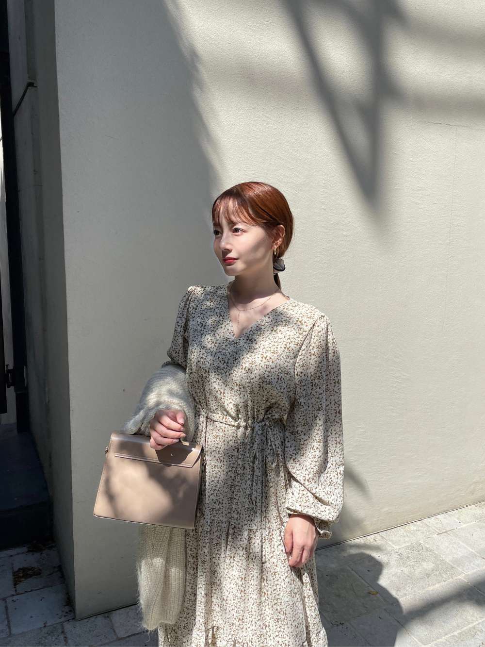 ストリング付小花柄ロングワンピース | レディースファッション通販