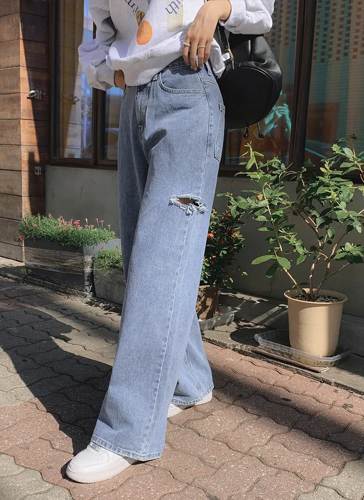 サイドカットワイドデニムパンツ | theresheis | 詳細画像1