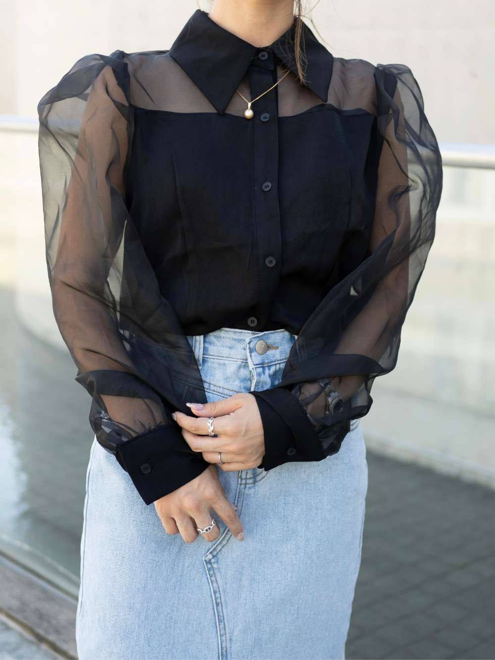 ボリュームスリーブシアーブラウス | 詳細画像3