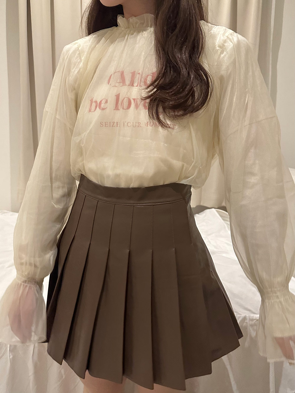 パンツ裏地フェイクレザープリーツミニスカート | レディース