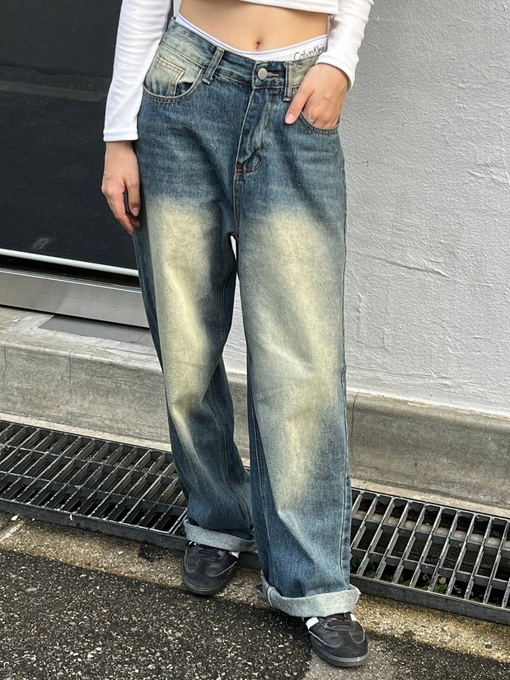 ウォッシュ加工デニムパンツ | レディースファッション通販 - DHOLIC