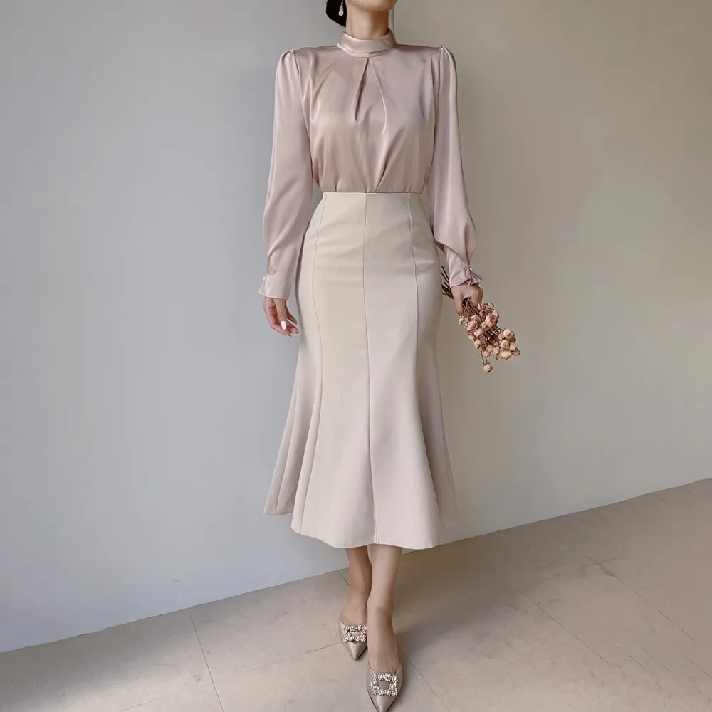 ハイネックサテンパフ長袖ブラウス | mirangmirang | 詳細画像26